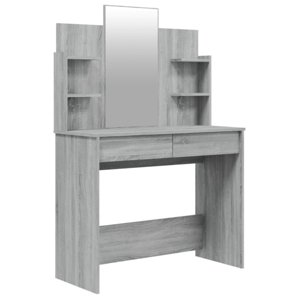 vidaXL Sminkbord med spegel grå sonoma 96x40x142 cm Grå