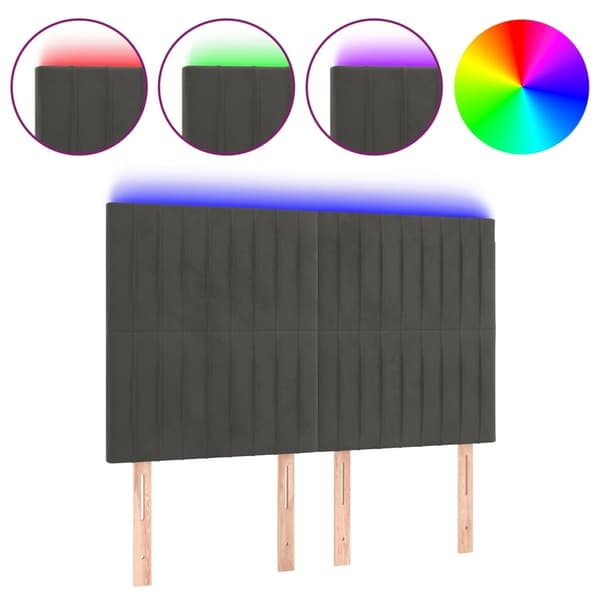vidaXL Sänggavel LED mörkgrå 144x5x118/128 cm sammet Grå