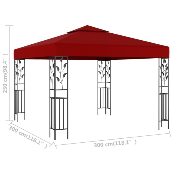 vidaXL Paviljong 3x3 m vinröd Röd