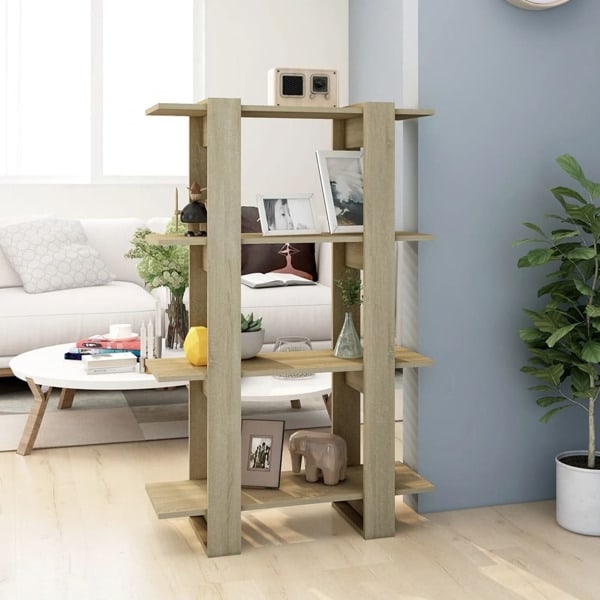 vidaXL Bokhylla/Rumsavdelare sonoma-ek 80x30x123,5 cm Brun