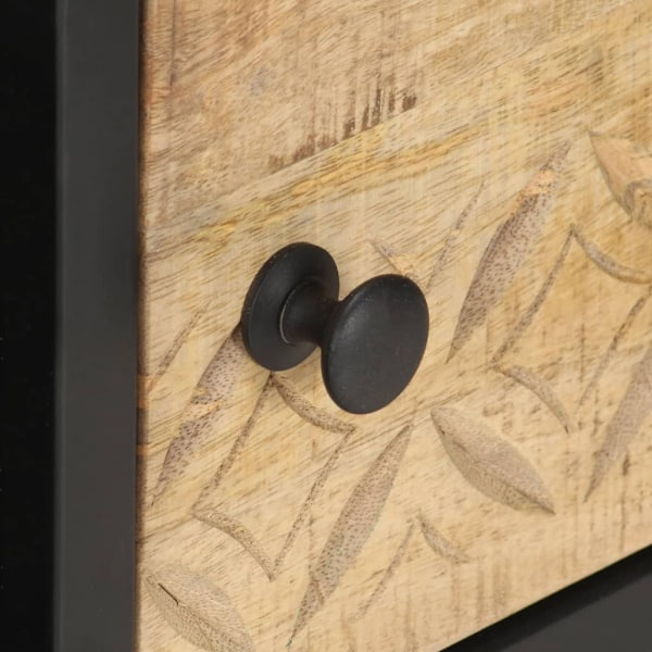 vidaXL Sängbord med snidad dörr 90x55x36 cm grovt mangoträ Brun