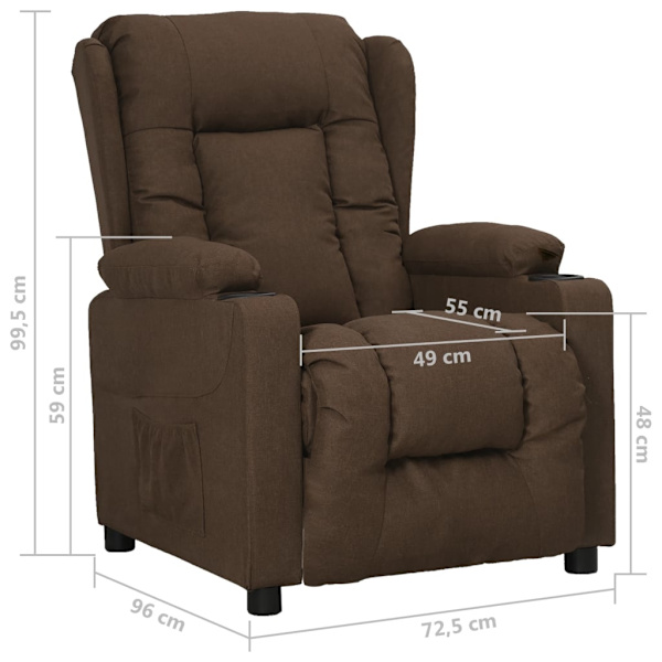 vidaXL Reclinerfåtölj brun tyg Brun
