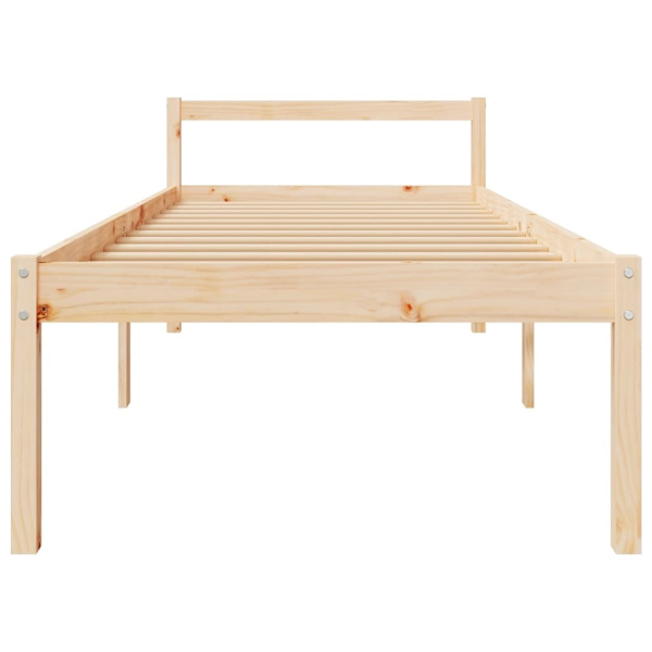 vidaXL Sängram massiv furu 90x200 cm Brun