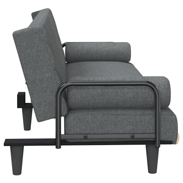 vidaXL Bäddsoffa med armstöd mörkgrå tyg Grå