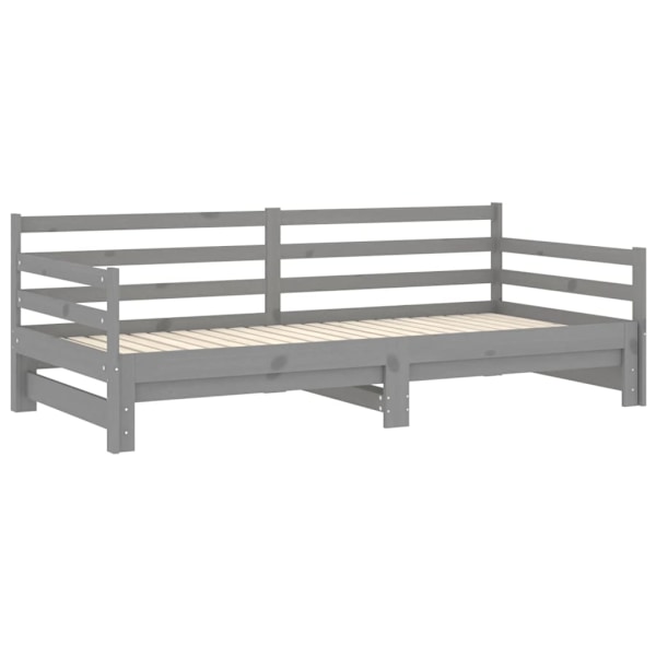 vidaXL Dagbädd utdragbar grå massiv furu 2x(90x200) cm grå