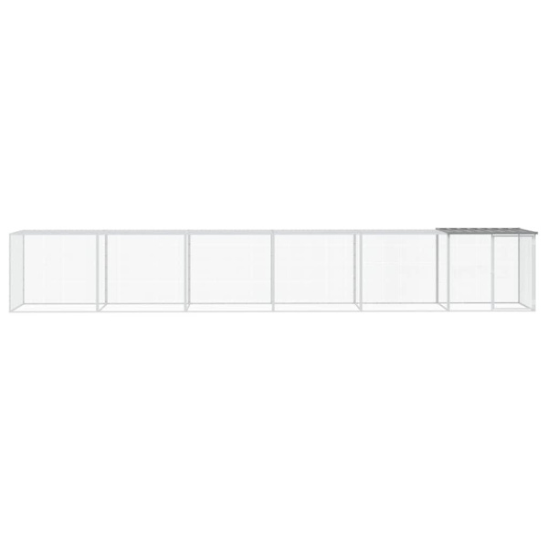 vidaXL Hönsbur med tak ljusgrå 603x98x90 cm galvaniserat stål Grå
