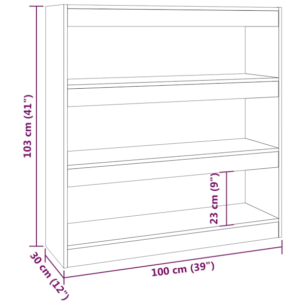 vidaXL Bokhylla/Rumsavdelare svart 100x30x103 cm Svart