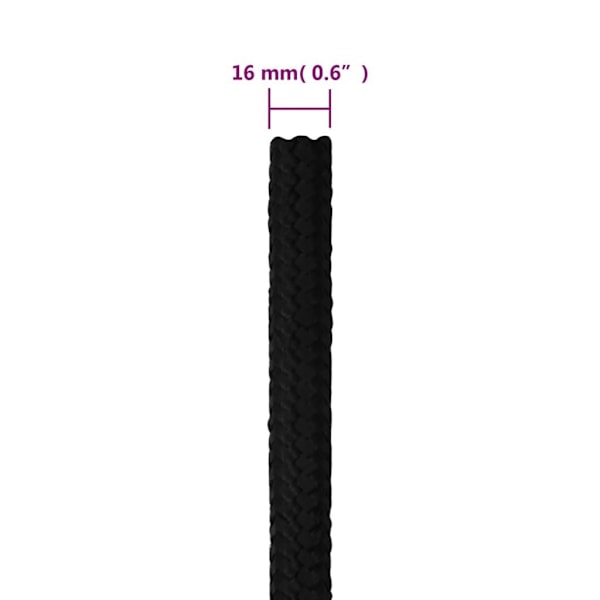 vidaXL Rep svart 16 mm 50 m polyester