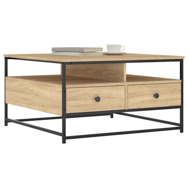 vidaXL Soffbord sonoma-ek 80x80x45 cm konstruerat trä Brun