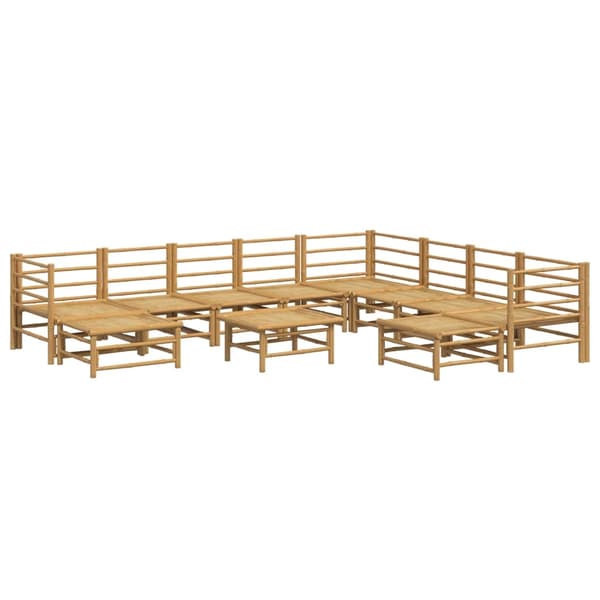 vidaXL Loungegrupp 11 delar ljusgråa dynor bambu Brun
