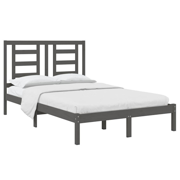 vidaXL Sängram grå massiv furu 120x200 cm Grå