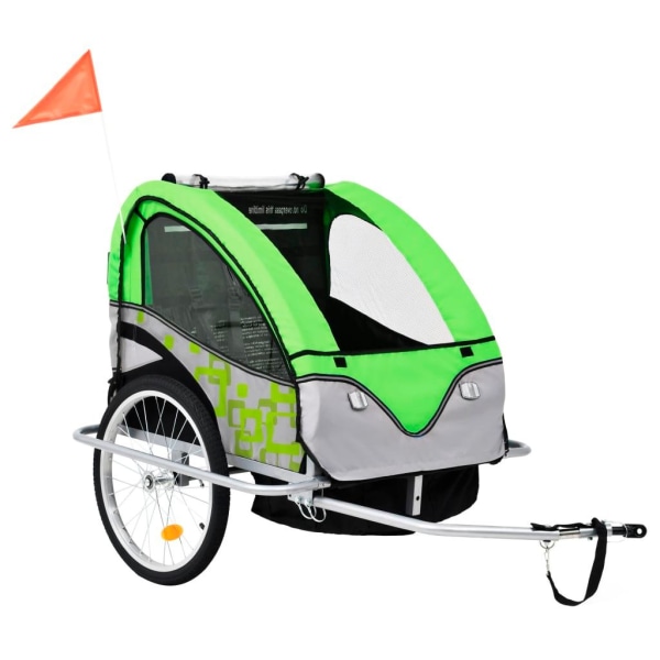 vidaXL Cykelvagn och barnvagn 2-i-1 grön och grå Grön