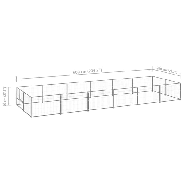 vidaXL Hundgård silver 12 m² stål Silver