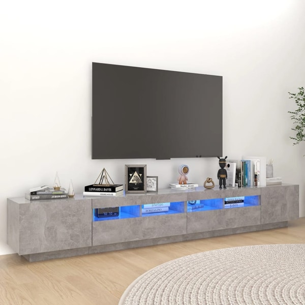 vidaXL TV-bänk med LED-belysning betonggrå 260x35x40 cm grå