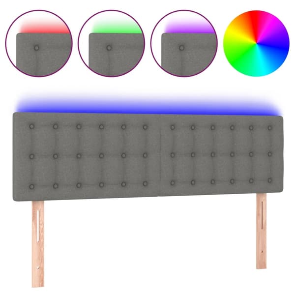 vidaXL Sänggavel LED mörkgrå 144x5x78/88 cm tyg Grå