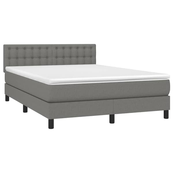 vidaXL Ramsäng med madrass mörkgrå 140x190 cm tyg Grå