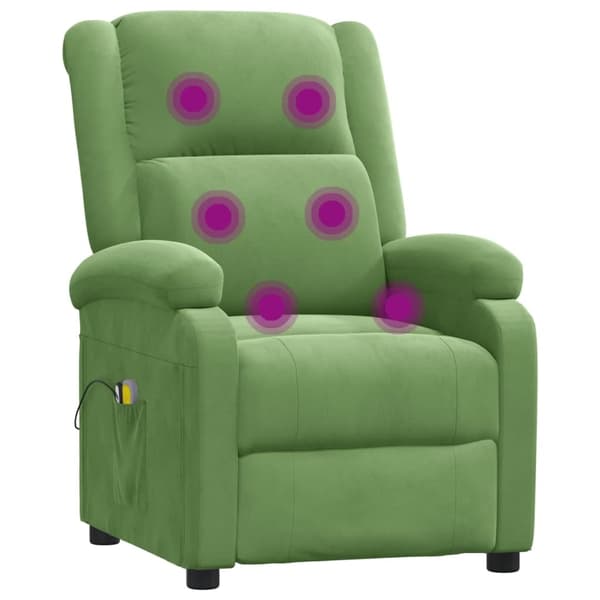vidaXL Massagefåtölj ljusgrön sammet Grön
