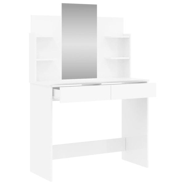 vidaXL Sminkbord med spegel vit högglans 96x39x142 cm Vit