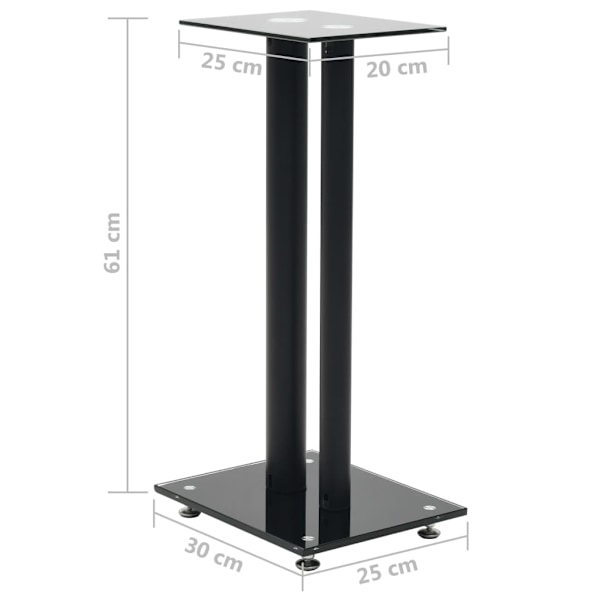 vidaXL Högtalarstativ 2 st härdat glas 2 pelare svart Svart