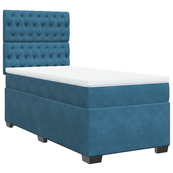 vidaXL Ramsäng med madrass blå 100x200 cm sammet Blå