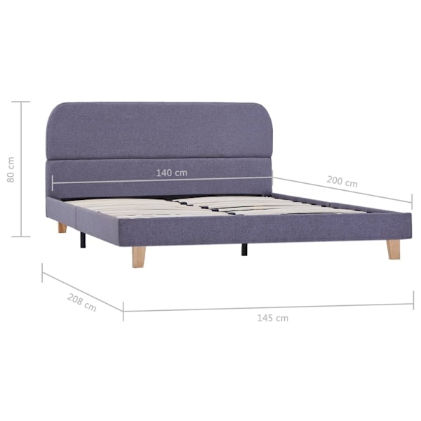 vidaXL Sängram utan madrass ljusgrå tyg 140x200 cm grå