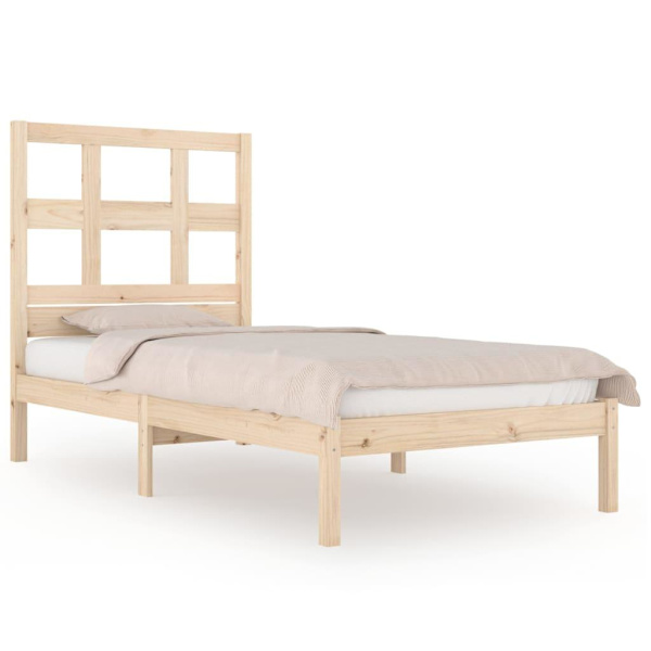 vidaXL Sängram massiv furu 90x190 cm Brun