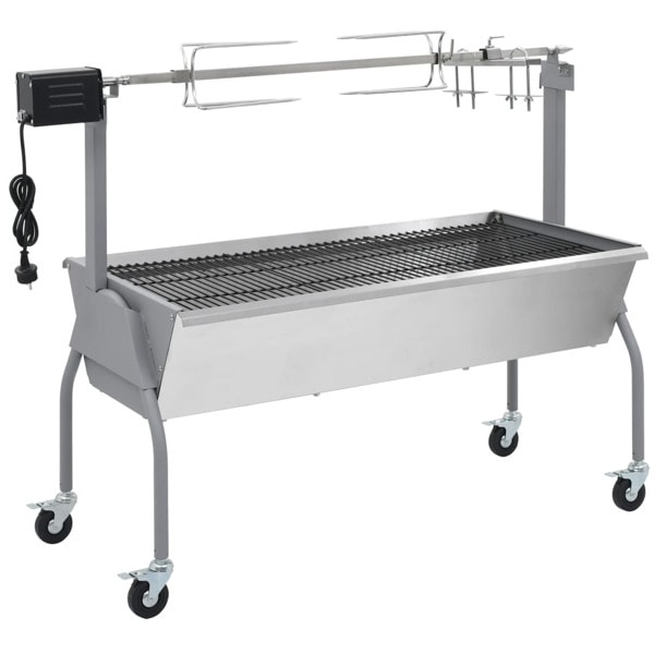 vidaXL Kolgrill med rotisserie Silver