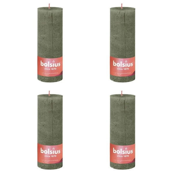 Bolsius Rustika blockljus 4-pack 190x68 mm olivgrön Grön