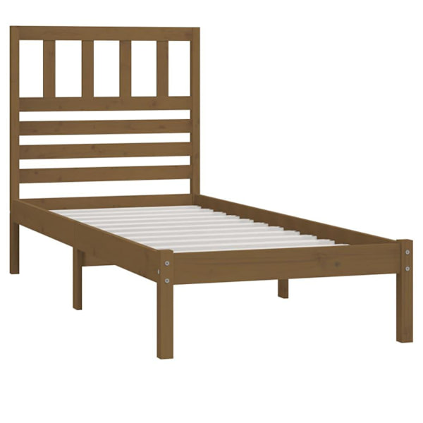 vidaXL Sängram honungsbrun massiv furu 100x200 cm enkelsäng Brun