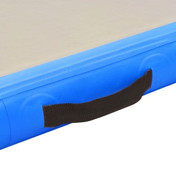 vidaXL Uppblåsbar gymnastikmatta med pump 400x100x10 cm PVC blå grå