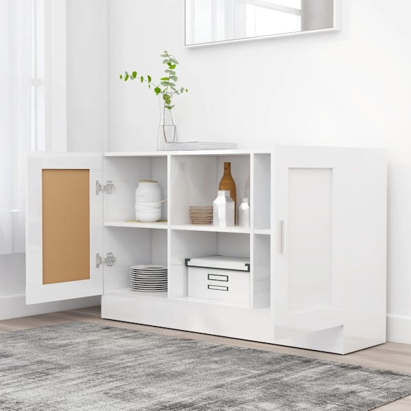 vidaXL Förvaringsskåp vit högglans 120x30,5x70 cm konstruerat trä Vit
