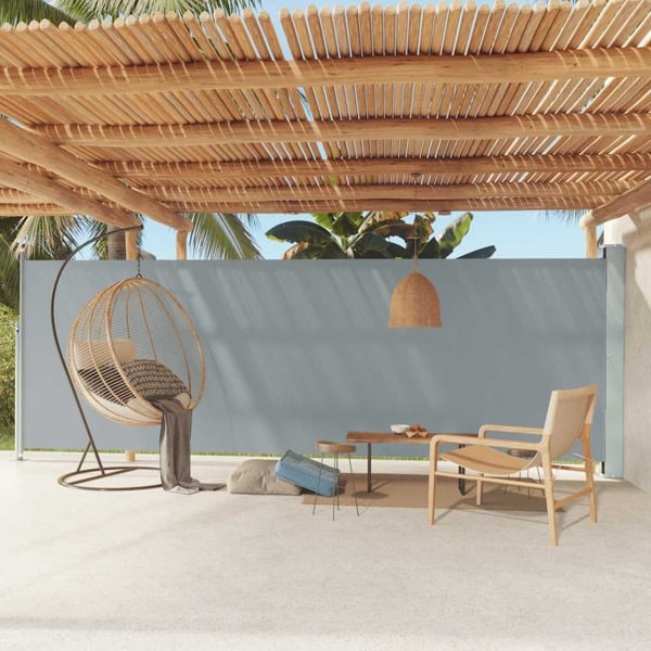 vidaXL Infällbar sidomarkis 180x600 cm grå grå