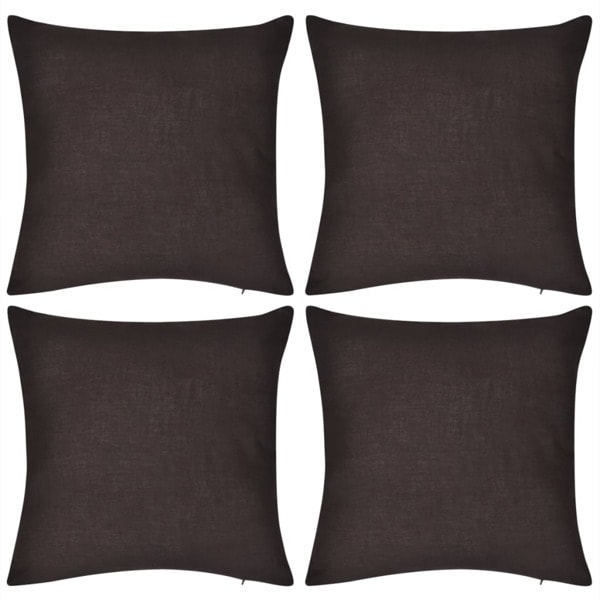 vidaXL 4 Kuddöverdrag i bomull bruna 50 x cm Brun