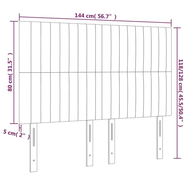 vidaXL Sänggavel LED mörkgrå 144x5x118/128 cm sammet Grå