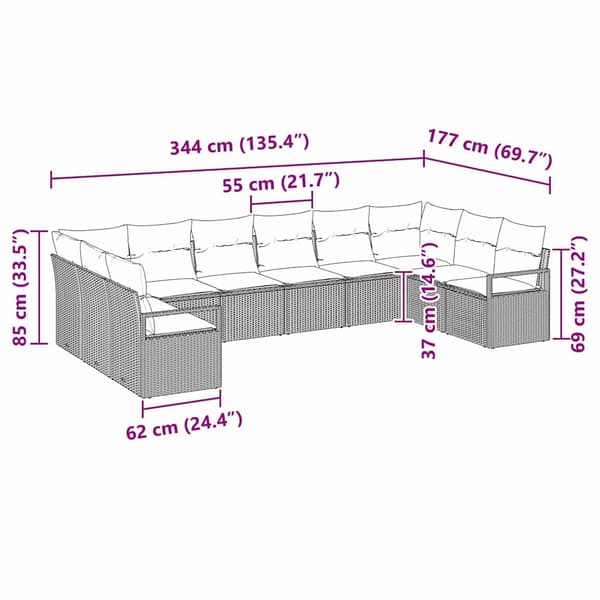 vidaXL Soffset 10 st Beige konstrotting Beige