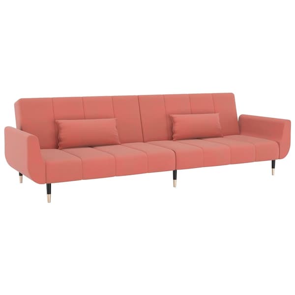 vidaXL Bäddsoffa 2-sits med två kuddar rosa sammet Rosa