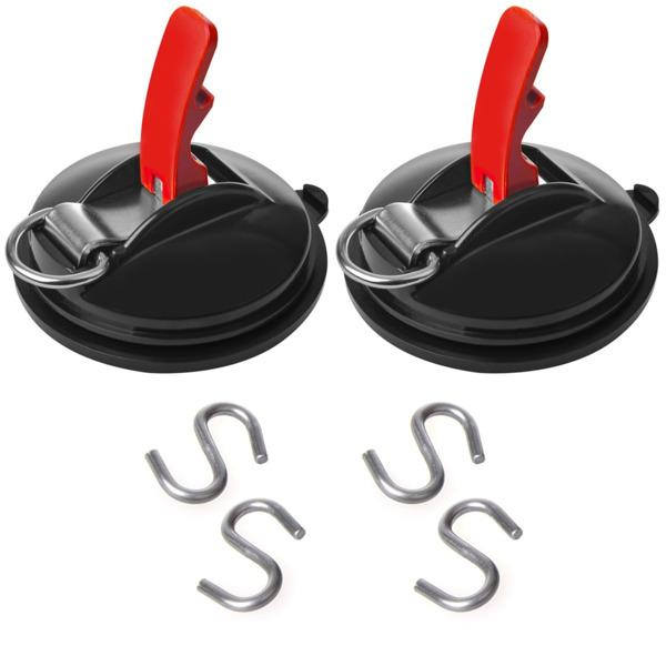 ProPlus Sugkoppsfästen med ringar och 4 S-krokar 2 st Flerfärgsdesign
