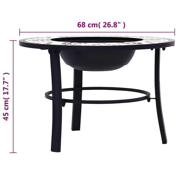 vidaXL Eldfat med mosaik grön 68cm keramik Grön