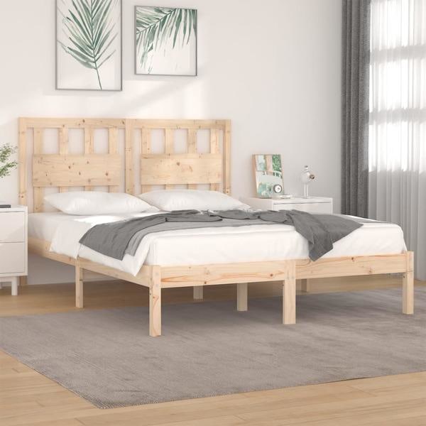 vidaXL Sängram massiv furu 120x200 cm Brun