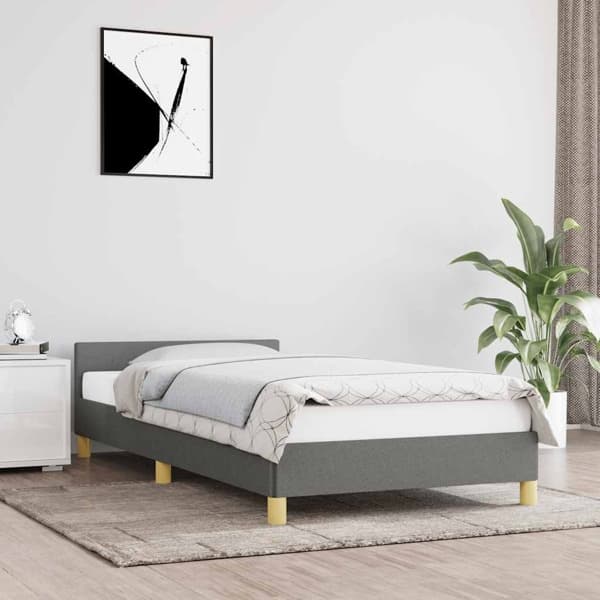 vidaXL Sängram utan madrass mörkgrå 90x200 cm tyg Grå