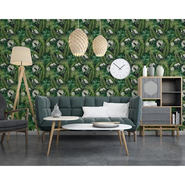 DUTCH WALLCOVERINGS Tapet Eden svart och mörkgrön multifärg