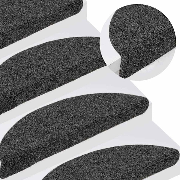 vidaXL Trappstegsmattor självhäftande 15 st antracit 56x17x3 cm brodyr Brun