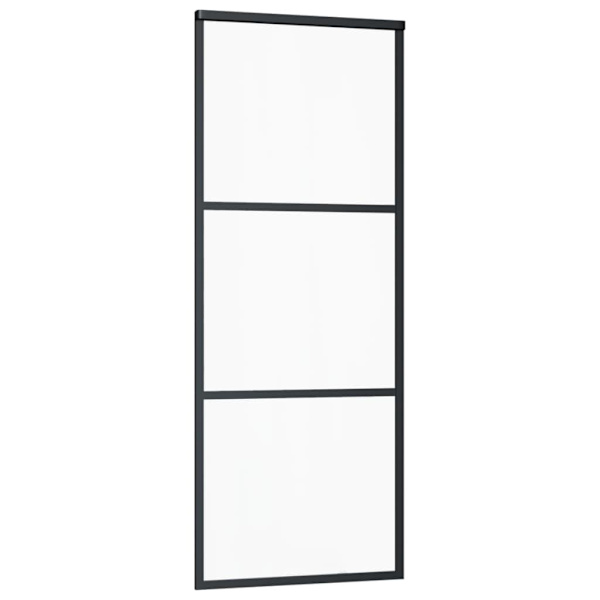 vidaXL Skjutdörr ESG-glas och aluminium 76x205 cm svart Svart