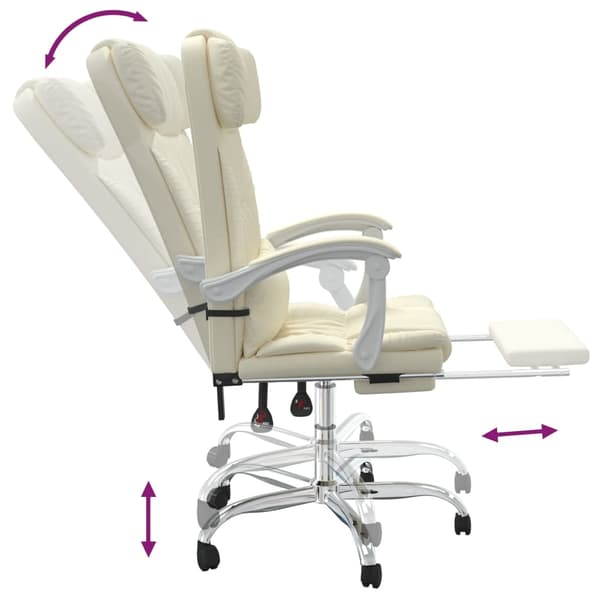 vidaXL Kontorsstol med massage gräddvit konstläder Kräm