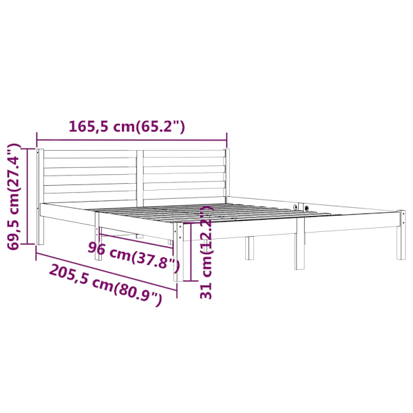 vidaXL Sängram massiv furu 160x200 cm vit Vit
