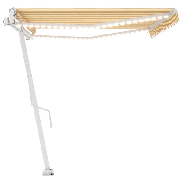 vidaXL Automatisk markis med vindsensor & LED 500x350 cm gul/vit Gul
