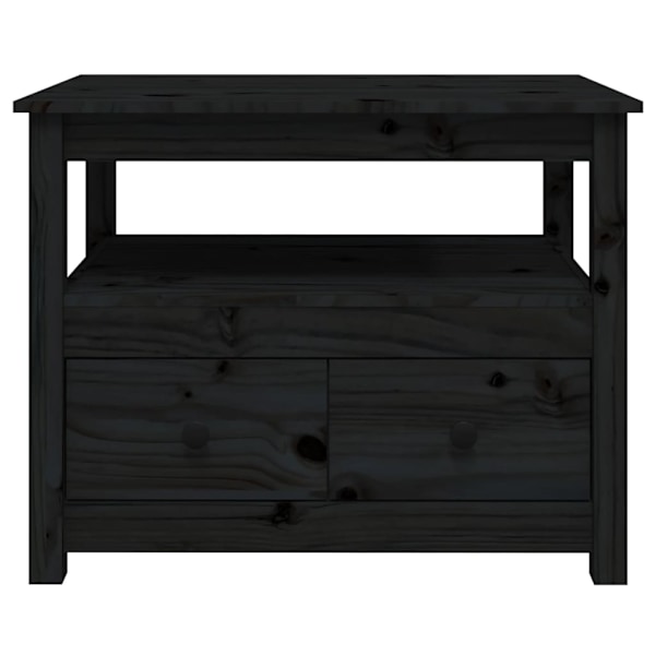 vidaXL Soffbord svart 71x49x55 cm massiv furu Svart
