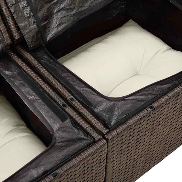 vidaXL Trädgårdsoffset 9 st Brun Poly Rattan Brun