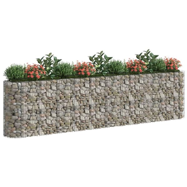 vidaXL Planteringsgabion galvaniserat järn 400x50x100 cm Silver