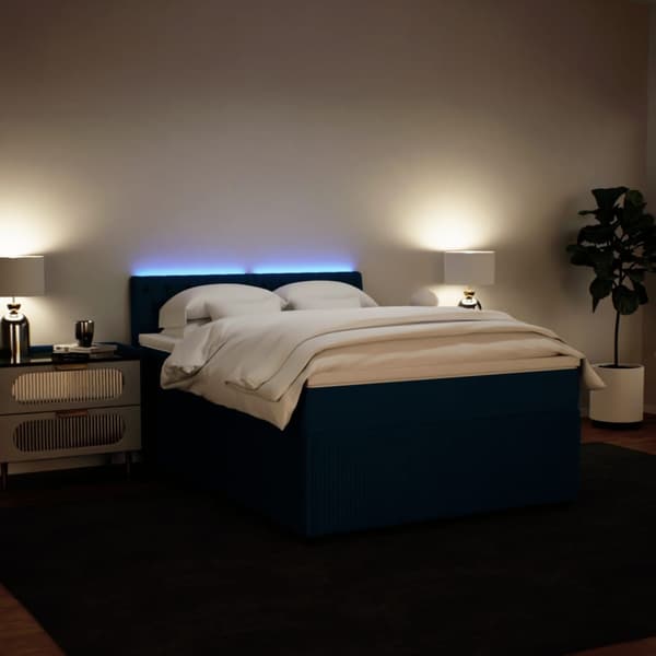 vidaXL Ramsäng med madrass blå 140x200 cm sammet Blå